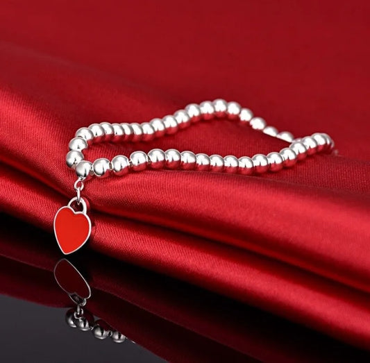 Heart Bead Linked Bracelet