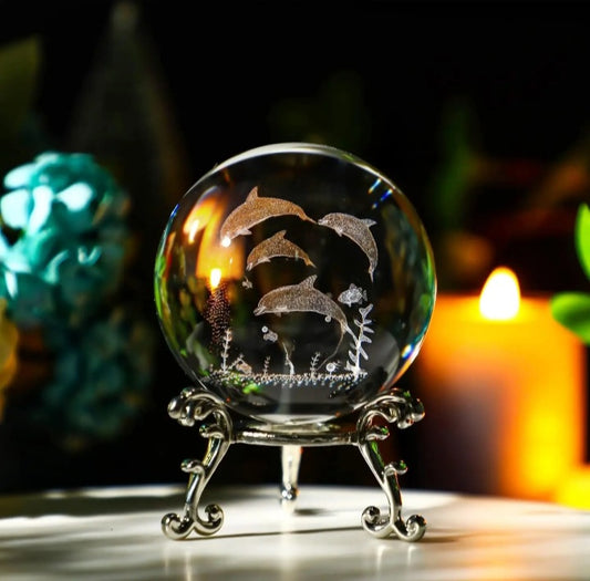 3D Glass Dolphin Ornament