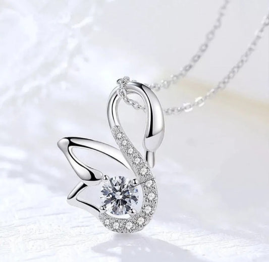 Crystal Swan Pendant Necklace