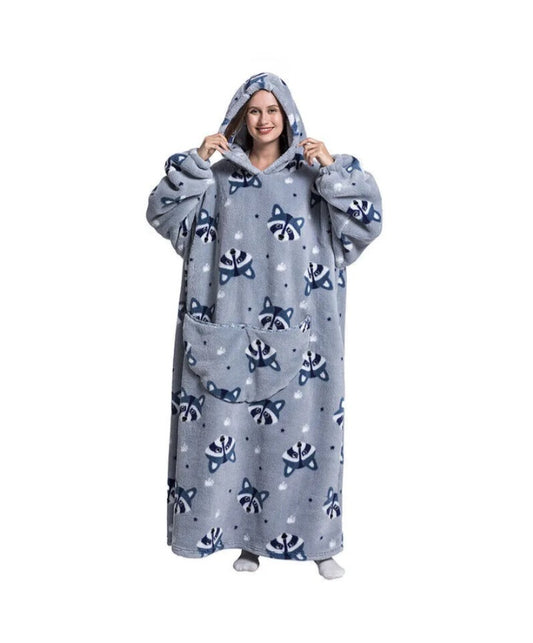 Extra Long Raccoon Hoodied Blanket