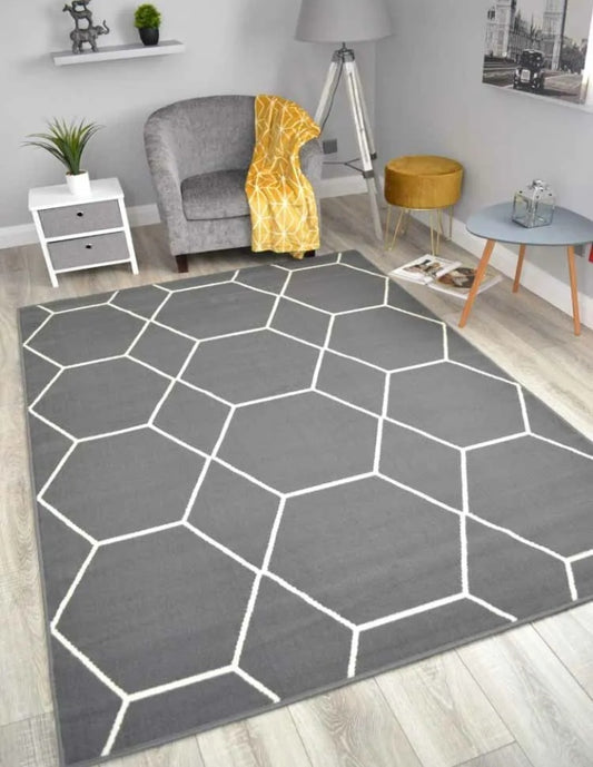 Grey Hexagon Rug