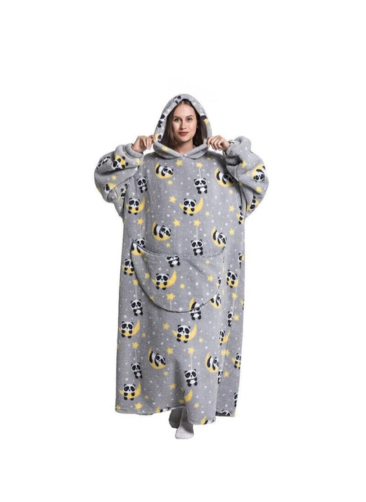 Extra Long Panda Oversized Hoodied Blanket