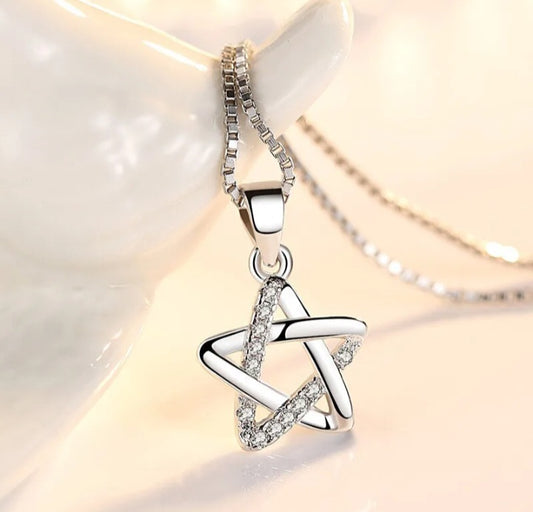 Crystal Star Pendant Chain Necklace