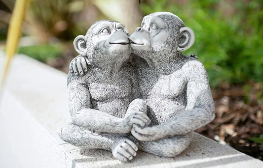 Kissing Monkey Garden Ornament