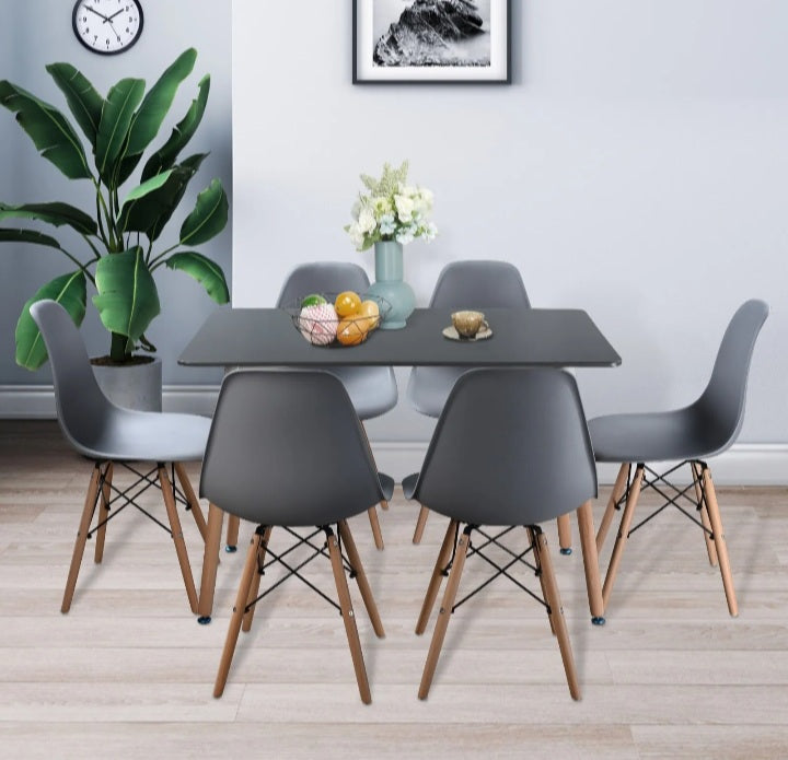 Rectangle Scandi Style Kitchen Table & 6 Chairs