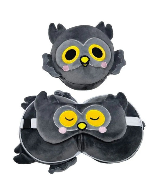 Owl Travel Cushion & Eyemask In One