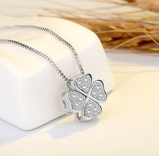 Stunning Crystal Clover Pendant Necklace