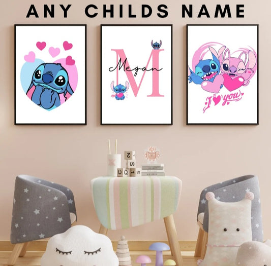 Set of 3 Personalised Character Wall Art