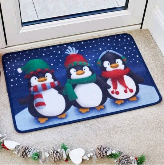 Frosty Penguins Door Mat
