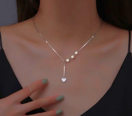 Pearl Heart Moonstone Pendant Necklace