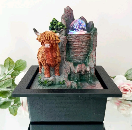 Highland Cow Water Feature