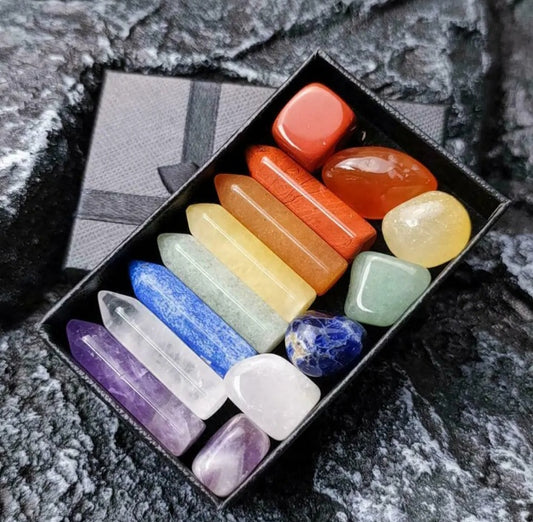 14pc Reiki Healing Crystals Kit with Gift Box
